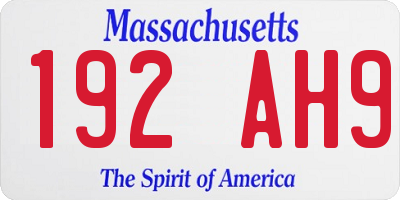 MA license plate 192AH9