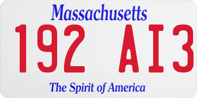 MA license plate 192AI3
