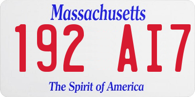 MA license plate 192AI7