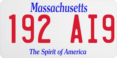 MA license plate 192AI9