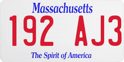 MA license plate 192AJ3
