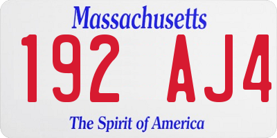 MA license plate 192AJ4
