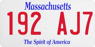 MA license plate 192AJ7