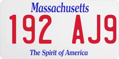 MA license plate 192AJ9