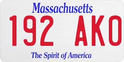 MA license plate 192AK0