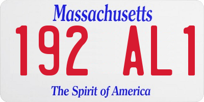 MA license plate 192AL1