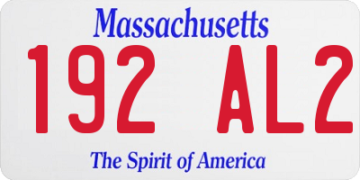 MA license plate 192AL2