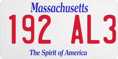 MA license plate 192AL3