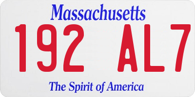 MA license plate 192AL7