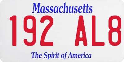 MA license plate 192AL8