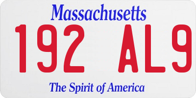 MA license plate 192AL9