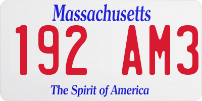 MA license plate 192AM3
