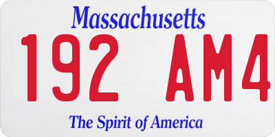 MA license plate 192AM4
