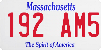 MA license plate 192AM5