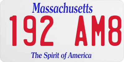 MA license plate 192AM8