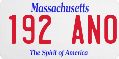 MA license plate 192AN0