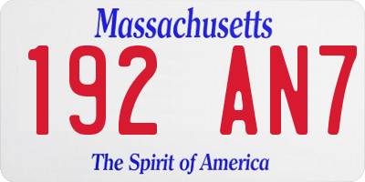 MA license plate 192AN7