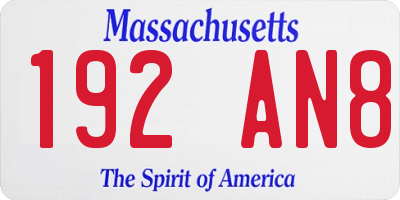 MA license plate 192AN8