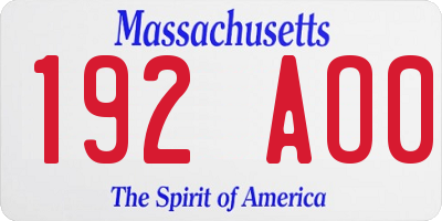 MA license plate 192AO0