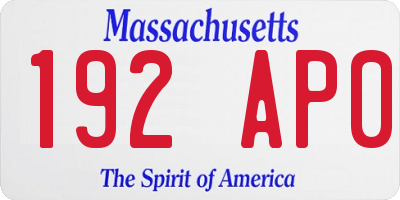 MA license plate 192AP0