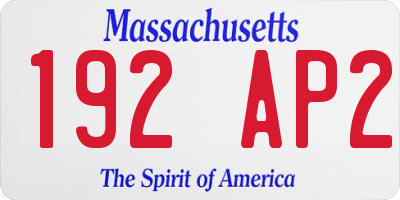 MA license plate 192AP2