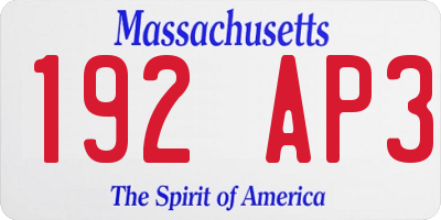 MA license plate 192AP3