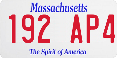 MA license plate 192AP4