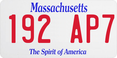 MA license plate 192AP7