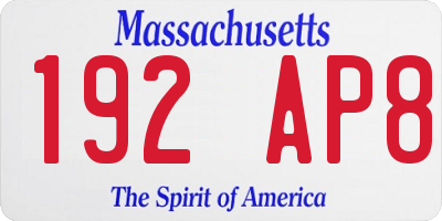 MA license plate 192AP8