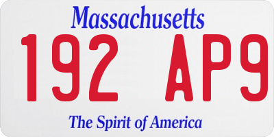 MA license plate 192AP9