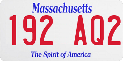 MA license plate 192AQ2