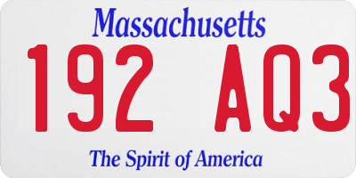 MA license plate 192AQ3