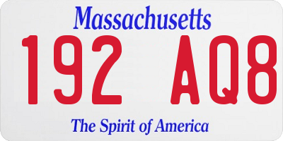 MA license plate 192AQ8