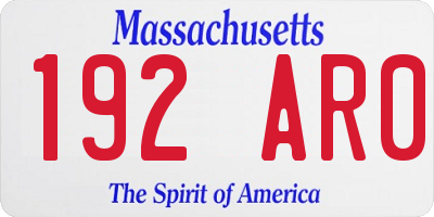 MA license plate 192AR0