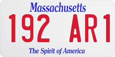 MA license plate 192AR1