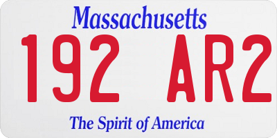 MA license plate 192AR2