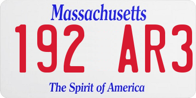 MA license plate 192AR3