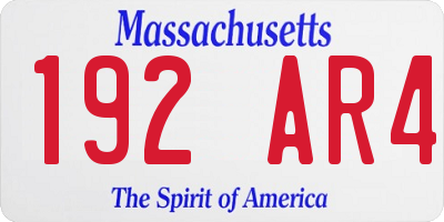 MA license plate 192AR4