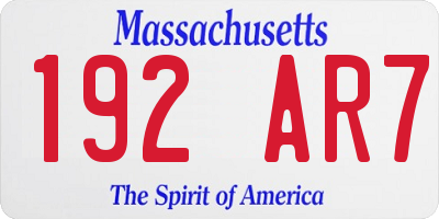 MA license plate 192AR7