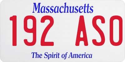 MA license plate 192AS0