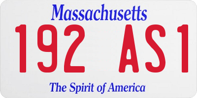 MA license plate 192AS1