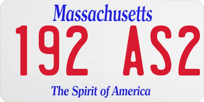 MA license plate 192AS2