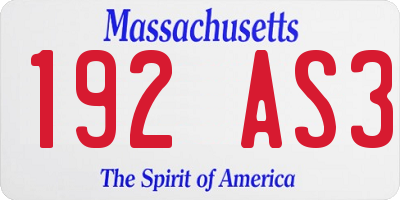 MA license plate 192AS3