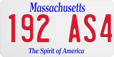 MA license plate 192AS4