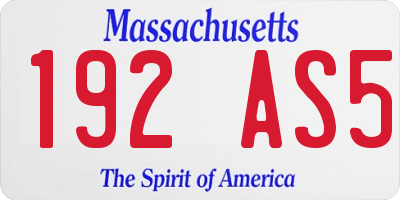 MA license plate 192AS5