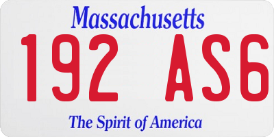MA license plate 192AS6