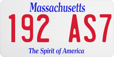 MA license plate 192AS7