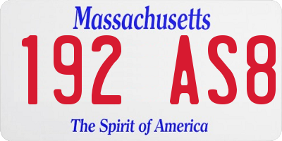 MA license plate 192AS8