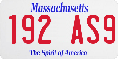 MA license plate 192AS9