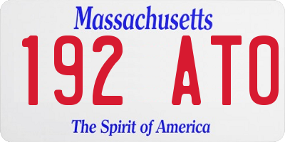 MA license plate 192AT0